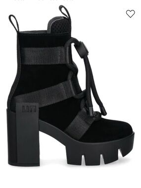 United Nude Grip Nomad Black Chunky Lug-Heel Ankle Boot with Strap Detail